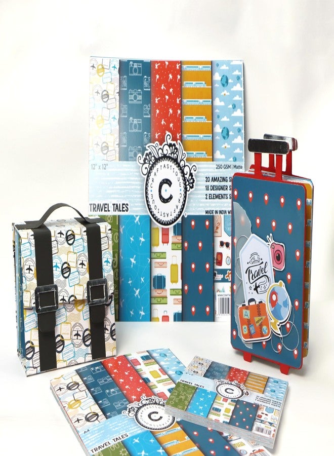 Craftastique Travel Tales Scrapbooking Paper Pack | 20 Sheets | 250 GSM | Travel-Themed Pattern Paper for Scrapbooking, Journaling, Card Making & DIY Projects (6x6 inches) - Image 3